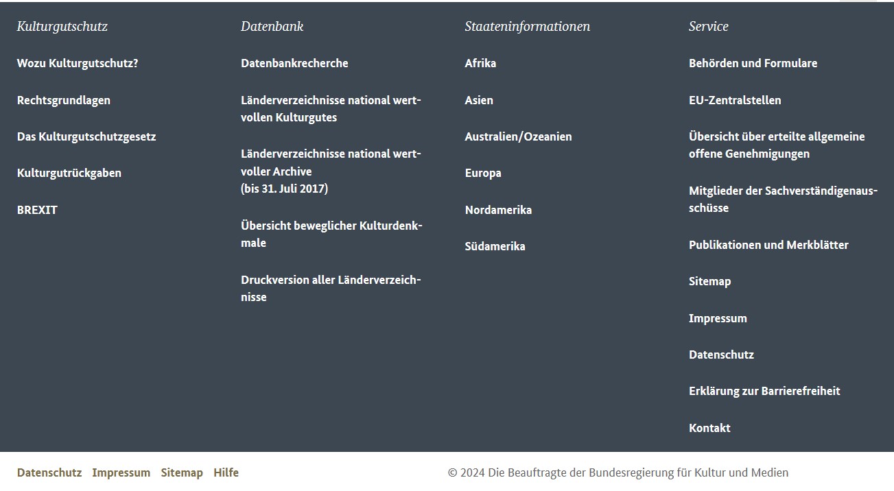 Screenshot der Fußzeile Screenshot der Fußzeile