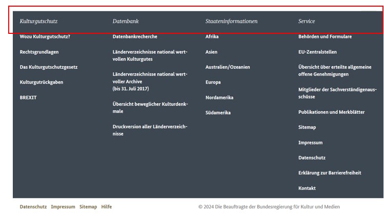 Screenshot der Fußzeile mit Markierung der Themenreiter Screenshot der Fußzeile mit Markierung der Themenreiter